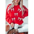 thumbnail image 2 of Plus Size Red Sequined Baseball Bow Graphic Sweatshirt for Casual Fall Style - [ZhiHiMeRi] | 2XL, 2 of 6