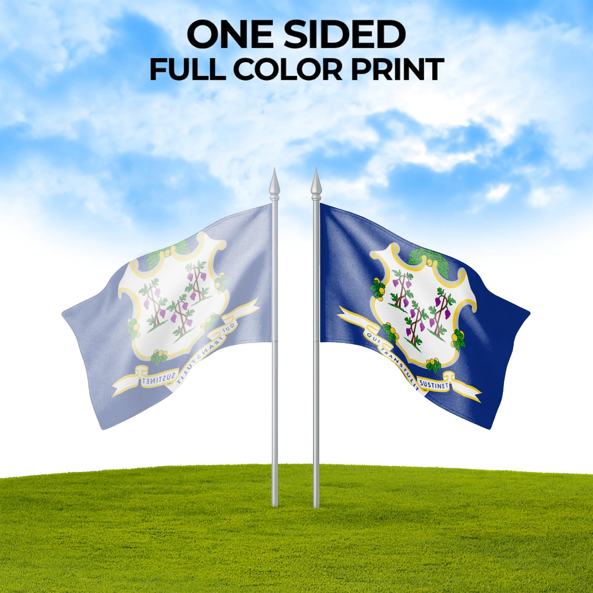 Connecticut Outdoor Flag (5x8ft) by DreamController - Durable, Fade-Resistant Polyester, Double-Stitched, Brass Grommets - HD Printed USA State Flag - Made in USA