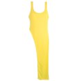 thumbnail image 6 of Women's Crew Neck Sleeveless Long Tank Top Solid Color Asymmetric Slit Hem Slim Fit Casual Summer Cami Vest Yellow, 6 of 7
