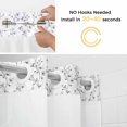 thumbnail image 2 of No Hook Shower Curtain with Snap in Liner, Watercolor Grey Flower Leaves on White Waterproof Bath Curtain Double Layers with See Through Top Window, Monochrome Floral Art Shower Curtains 60x72in, 2 of 9