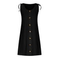 thumbnail image 4 of Meichang Sleeveless Button Down Dresses for Women Plus Size Solid Tie Shoulder Scoop Neck Eyelet Dresses Knee Length Work Dresses Elegant Midi Dresses Black XL, 4 of 6