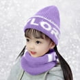 thumbnail image 4 of Dyfzdhu Winter Knitted Fleece Hood Scarf Coif Kid Knit Hat Warm Hats Purple, 4 of 9