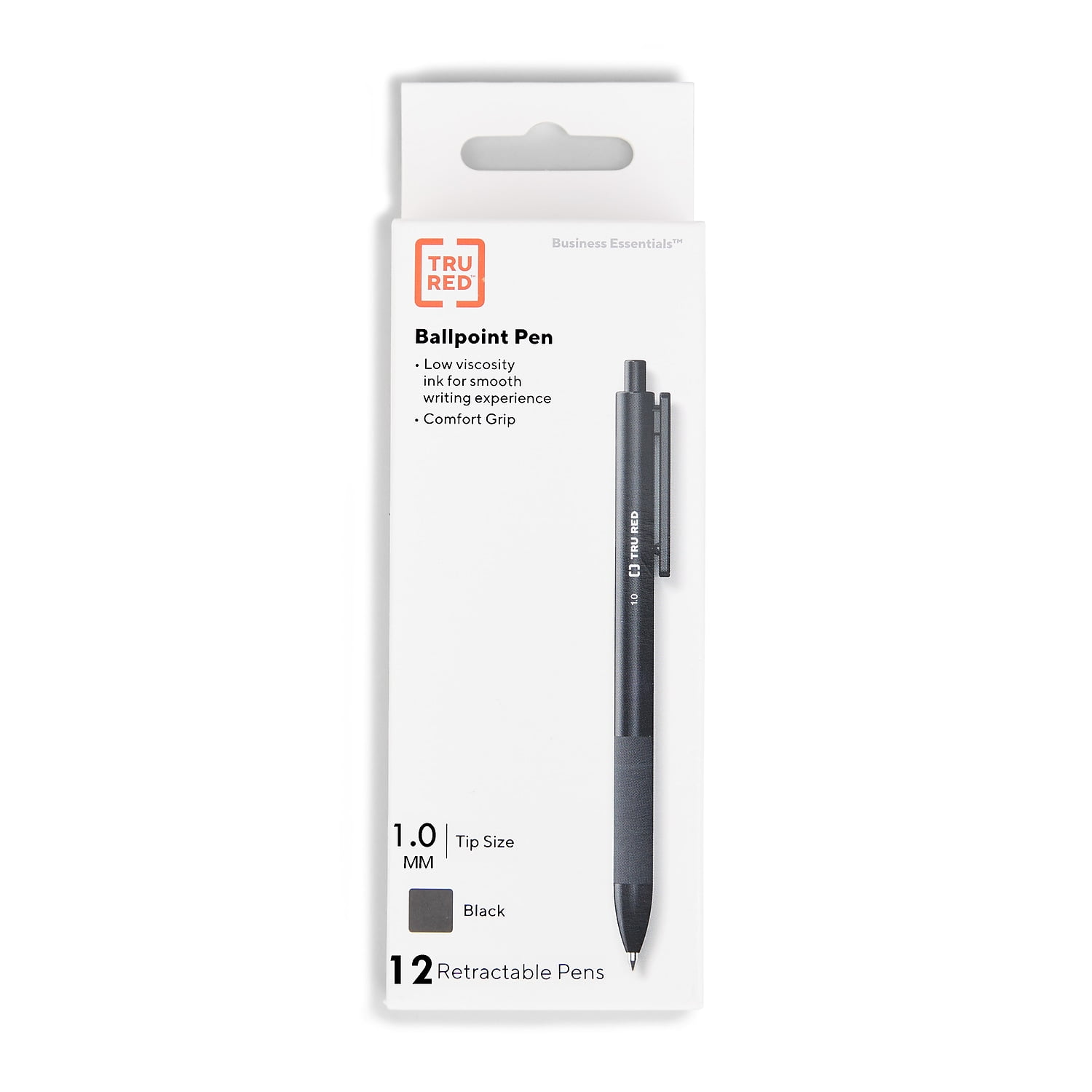 TRU RED Ballpoint Gripped Retractable Pen Medium Point 1.0mm Black Dozen TR59161