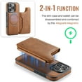 thumbnail image 4 of For iPhone 12 Pro / 12 6.1" PU Leather Wallet Phone Case,Compatible with Mag-Safe,Magnetic Detachable Card Holder,Back Flip Kickstand,2-in-1 Heavy Duty Shockproof RFID Blocking Phone Case,Brown, 4 of 10