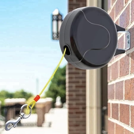 30ft Wall Mount Retractable Dog Tie Out Cable for Small to Large Dogs Between 20-75 lbs Patented Retractable Dog Lead Great for Yard/Garden - Durable for 70 000 Cycles (Black 30ft)