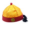 thumbnail image 1 of Sombrero de príncipe heredero, sombrero de emperador Qing, sombrero Oriental chino de satén, sombrero de propietario para fotografía, Fiesta Temática, Amarillo Rojo 58cm, 1 of 8