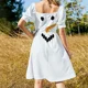 thumbnail image 5 of ¡Persona de nieve! Vestido de manga corta, traje de festival para mujer, vestido elegante y chic para mujer., 5 of 7