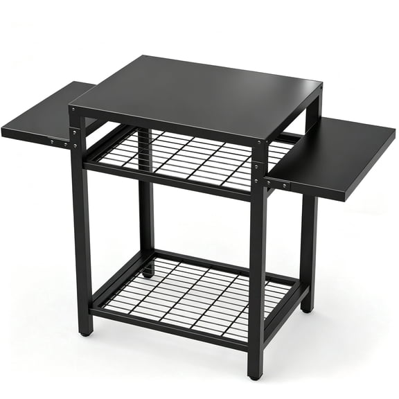 Yacona Outdoor Grill Cart, Grill Tables for Outside, Portable Griddle Stand, Outdoor Kitchen Island Cooking Prep Table, Black