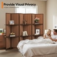 thumbnail image 4 of Jostyle 6 Panel Room Divider Privacy Screen with Storage Shelves - Foldable Partition with Sturdy Pine Wood Frame & Breathable Bamboo-Hemp Fabric for Living Room, Bedroom, Office Espresso Brown, 4 of 10