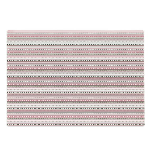 Romantic Cutting Board, Horizontal Striped Pattern with Hearts and Dots Feminine Modern, Decorative Tempered Glass Cutting and Serving Board, Large Size, Pale Pink Dark Brown Tan, by Ambesonne