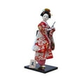 thumbnail image 5 of deevoka Traditional Statue 12in Japanese Kimono Geisha Doll Collectible Statuette Asian Red White Flower, 5 of 9
