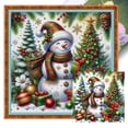 thumbnail image 1 of Kit Punto Cruz Con Muñeco Nieve Hilo Algodón Ecológico Bordado 11CT 50x50cm, 1 of 9