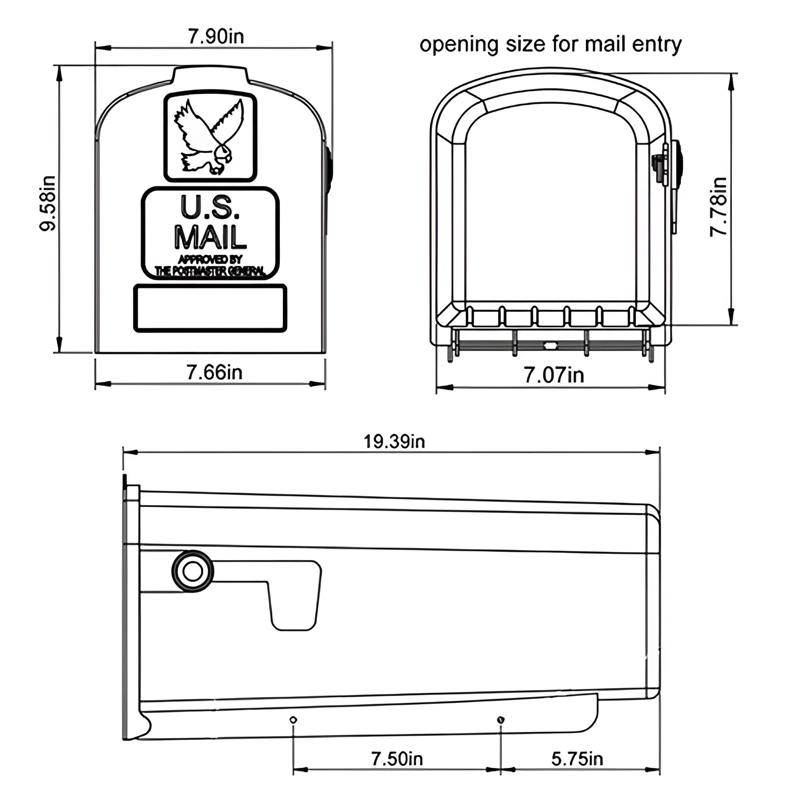 Architectural Mailboxes Parsons Plastic, Medium, Post-Mount Mailbox in White