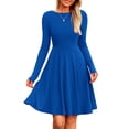 thumbnail image 1 of Vestido PRETTYGARDEN de Punto Acanalado Manga Larga Línea A Azul Talla M, 1 of 8