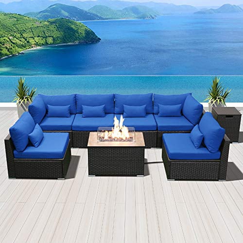Dineli Patio Furniture Sectional Sofa, Fire Pit Furniture Sets