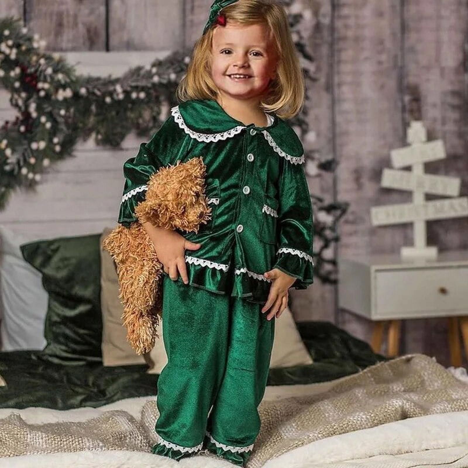Kids Tales Christmas Pajamas Sets Sleepwear For Girls Children s Clothing Boys Velvet Lace Long Sleeve Pants Baby Suit 9M 9Y Walmart