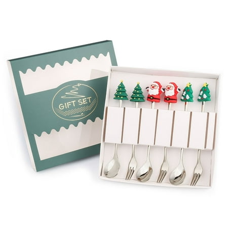 

6pcs/set Christmas Spoons Forks Santa Claus Xmas Tree Tableware Coffee Spoon