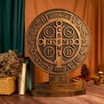 thumbnail image 5 of Catholic Saint Saint Benedict Protection Medal Double-Sided Desktop Ornament Exorcism Wooden Relief Religious Gift, 5 of 5