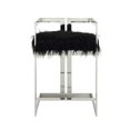 thumbnail image 2 of Pangea Home Kenzie 23.6" Stainless Steel & Faux Fur Counter Stool in Black, 2 of 2