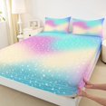 thumbnail image 3 of Homewish Dreamy Starry Sky Twin Sheet Sets, Kawaii Moon Stars Print Twin Fitted Sheet, Teens Kids Boys Girls Flat Sheet, Breathable Home Decor, 3-Piece, 3 of 7
