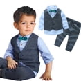 thumbnail image 2 of Trajes de Caballero para Niños, Trajes de 3 Piezas, Traje de Boda, Niño, Bebé, Fiesta Formal Azul gris - 140cm (7-8T) Baoblaze Traje de caballero para niños pequeños, 2 of 8