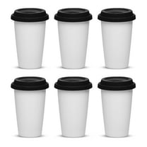11 oz. Double Wall Ceramic Tumblers with Lid - 6 Pack - Black