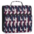 thumbnail image 2 of Haosy 3 Ring Zipper Binder with Shoulder Strap Waterproof Trapper Keeper 2 Inch D-Ring 500 Sheets Capacity, Navy Blue Burgundy Houndstooth, 2 of 8