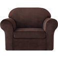 thumbnail image 1 of Housse de Sofa en Velours Peluche, Housse de Sofa à Haute Extensibilité, Housse de Canapé avec Housses de Coussins Séparées, Housse d'Amour, Protège-Meubles, Lavable à la Machine (Petit, Chocolat), 1 of 6