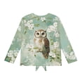 thumbnail image 6 of DISNIMO Girls Long Sleeve Shirts Owl Flower Printed Cute Crew Neck Pullover Tops 5-12 Years Casual Loose Fits Tee Shirts with Tie Hem, 6 of 8