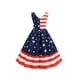 thumbnail image 3 of VISgogo Vestido sin mangas casual para mujer Vestido elegante con estampado de estrellas a rayas con dobladillo grande para fiesta de verano VISgogo moda, 3 of 9