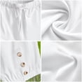 thumbnail image 5 of Womens High Waist Pants Drawstring Waist Wide Leg Cropped Comfort Capris Casual Vacation Trousers with Pockets, White, S, 5 of 9