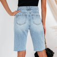 thumbnail image 4 of Pantalones Cortos De Talle Medio,Pantalones Ajustados Para Mujer Pantalones Cortos Azules De Talle Medio Pantalones Cortos Con Agujeros Desgastados Diseño A Prueba De Futuro, 4 of 8