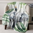 thumbnail image 2 of Flannel Fleece Throw Blanket Fun Elephant Tropical Palm Leaf Lightweight Soft Plush Blankets,Green Jungle Bird Cozy Warm Throw Blanket for Couch Sofa Bed Car Office All Season Use 40x50in, 2 of 9