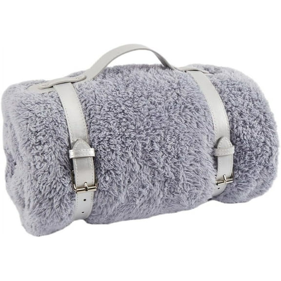 Picnic Blanket Carry Strap Leather Mat Strap Carrier Imitation Leather Silver Adjustable Buckles Travel Rug Motorcycle Camping Sleeping Bag Bedroll Straps for Carrying Outdoor SilverDIY