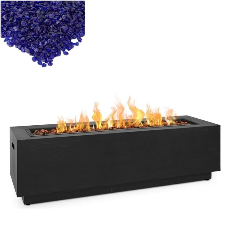 Home Square 2Piece Set with Steel Propane Fire Pit & Fire Glass