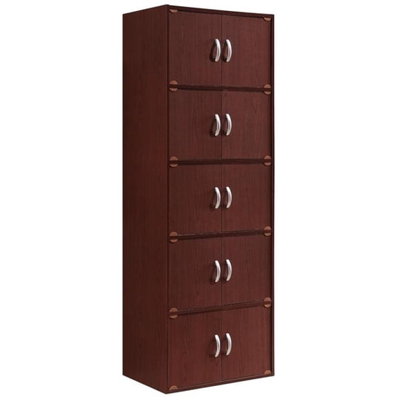 Pemberly Row 5 Shelf 10 Door Bookcase in Mahogany