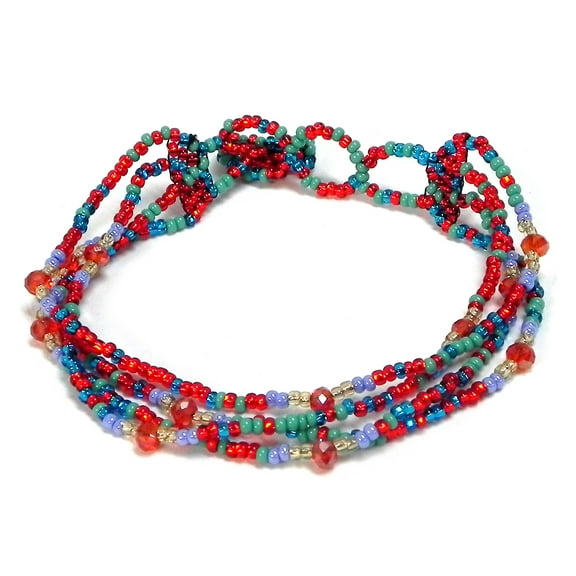 Guatemalan Czech Glass Seed Bead Crystal Beaded Multi Strand Bracelet - Womens Fashion Handmade Jewelry Boho Accessories