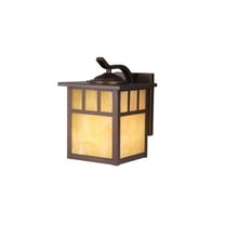 Bronze Outdoor Lantern - Mission Style Wall Light, Honey Opal Glass, 1-Light, Weatherproof