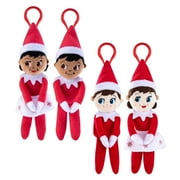 The Elf on The Shelf - Plushee Pals Mini Clip-on Set of 4: Classic Light Boy & Girl, Dark Boy & Girl