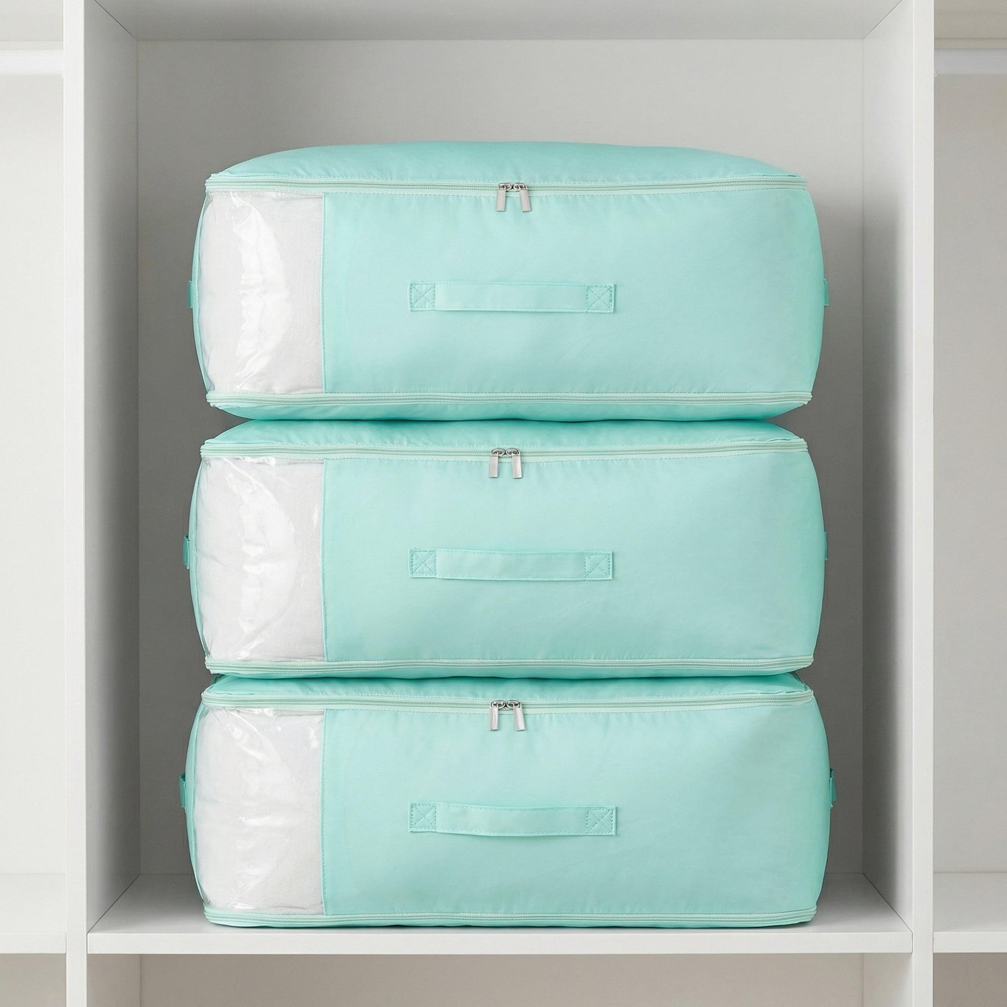 Unique Bargains 1Pc Clothes Expandable Storage Bag Light Green 21.3*16.5*11.8in