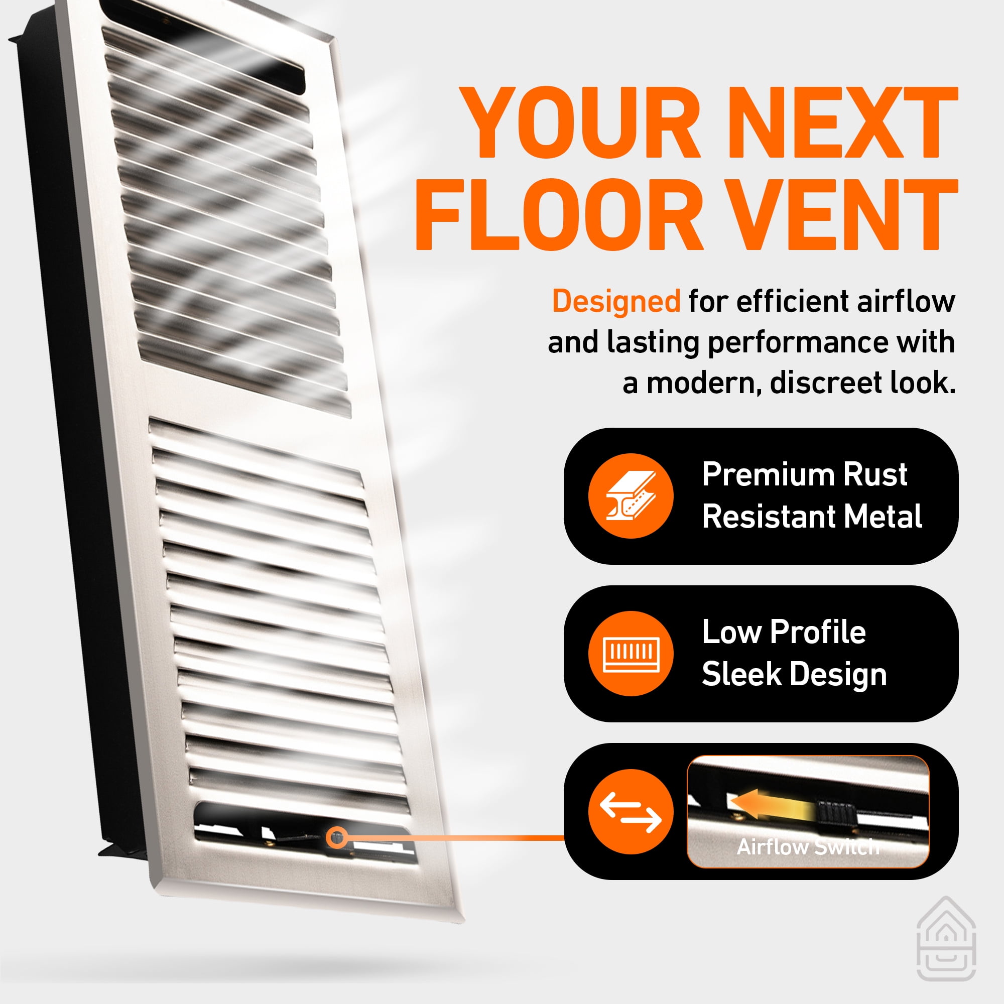 4X10 Floor Vent Covers Floor Register with Mesh Cover Trap, Heat and Air, Walkable Metal Floor Vent for HVAC Duct, Contemporary, Satin Nickel