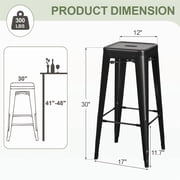 VINEEGO 30 Inches Metal Bar Stools High Backless Stackable Stools Indoor Counter Stools Set of 4 (Black)