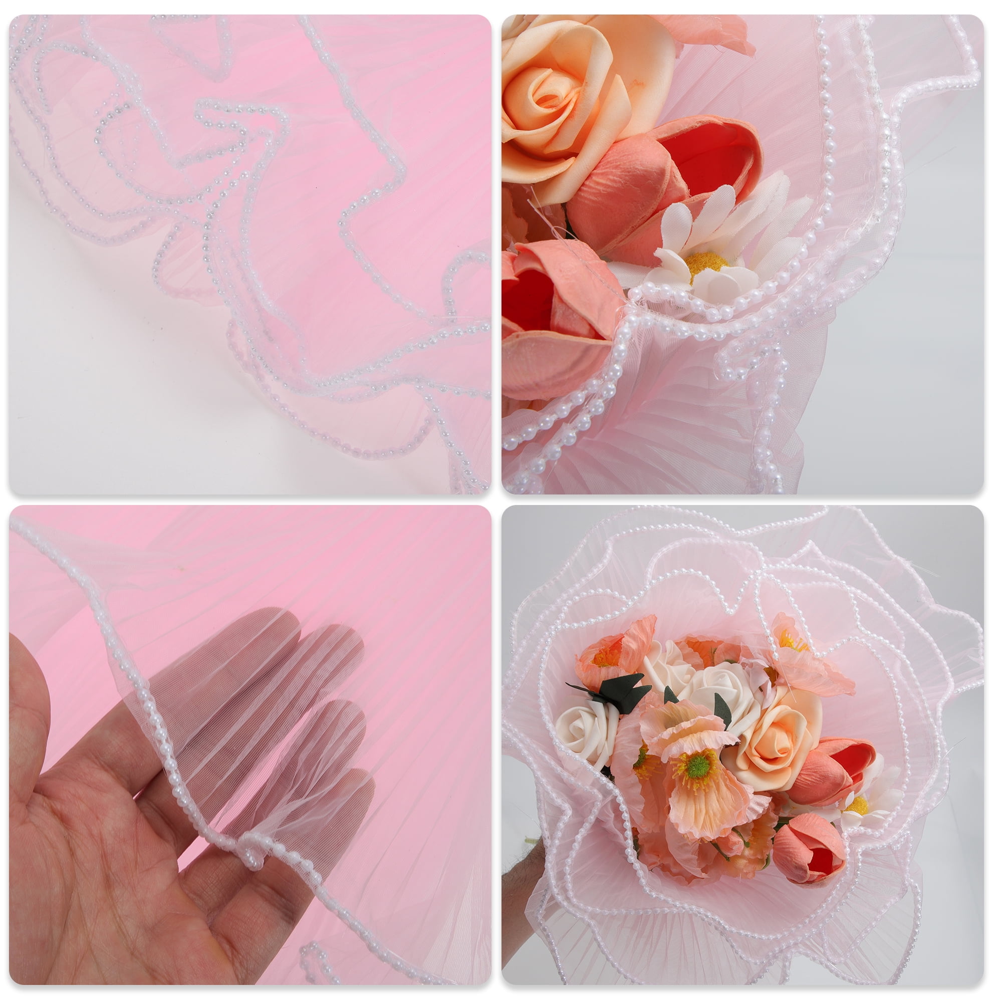 Unique Bargains Faux Pearl Edge Flower Wrap Paper for All Occasions 1 Pc Light Purple