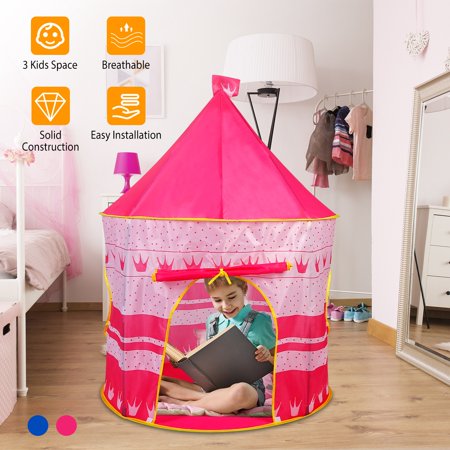 iMounTEK Kids Play Tent Foldable Pop up Baby Polyester House with Carry Bag Indoor Outdoor Use Pink