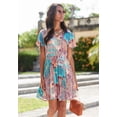 thumbnail image 2 of LASCANA Women's Patchwork Print V-Neck Dress Tassels, 2 of 5
