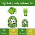 thumbnail image 4 of Suministros para fiestas de fútbol, ​​101 piezas Juegos de vajilla para fiestas de fútbol Incluye platos temáticos de fútbol Servilletas Tenedores Tazas y mantel para regalos de fiesta de fútbol, 4 of 5