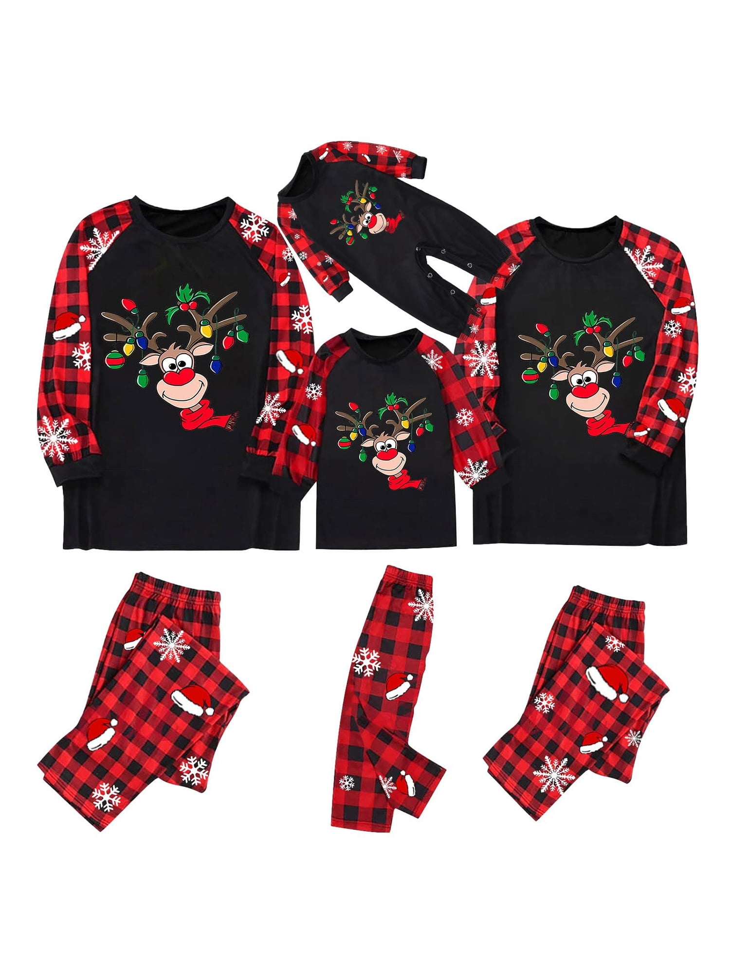 Ma&Baby Christmas Family Matching Pajamas Set,Xmas Nightwear Sleepsuit ...