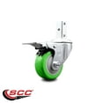 thumbnail image 2 of 3.5 Inch Green Poly Swivel 7/8 Inch Square Stem Caster with Total Lock Brake SCC, 2 of 2