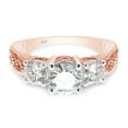 thumbnail image 3 of 1 4/5 Cttw Round Cut Lab Created Moissanite Diamond 3 Stone Bridal Engagement Ring Jewelry Gift for Women in 14K Rose Gold Over Sterling Silver (G-H Color, VVS1 Clarity, 1.80 Cttw)-6.5, 3 of 8
