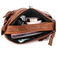 thumbnail image 4 of Women's Vintage Washed Leather Crossbody Bag, Multi-Compartment Phone Purse for Daily Use, 4 of 7